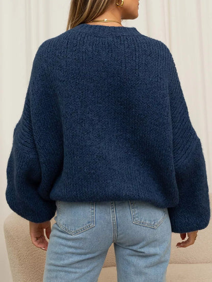 Round Neck Dropped Shoulder Sweater