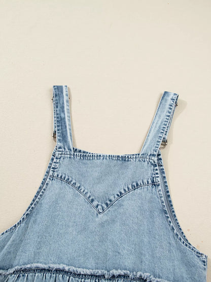 Tiered Flowy Overall Denim Dress