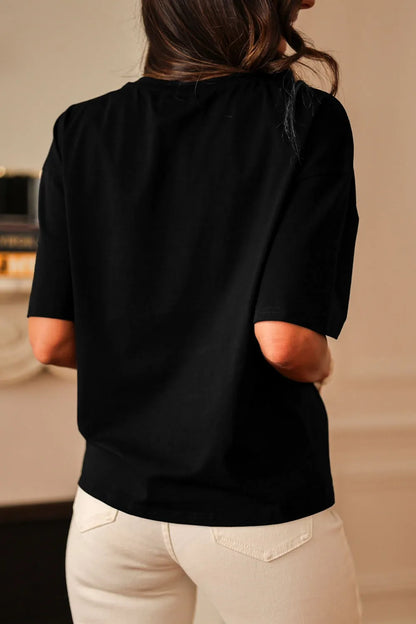 Casual Daisy Patch Round Neck T-Shirt