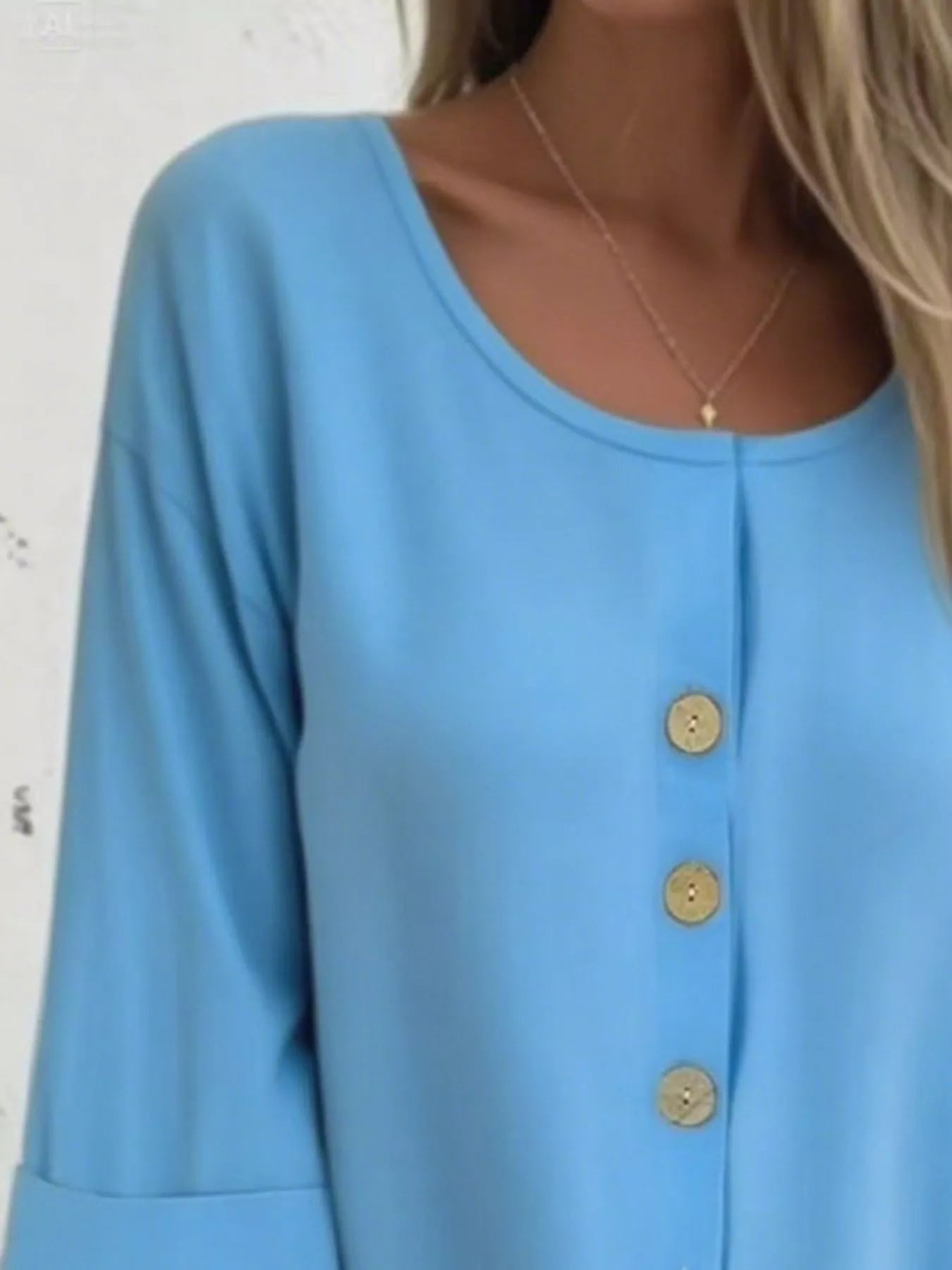 Full Size Button-Front 3/4 Sleeve Casual Blouse Plus Size