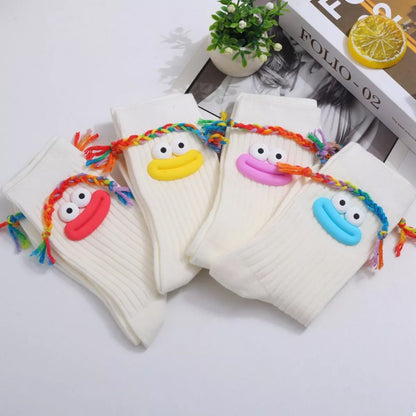 Cartoon Ribbed Knit Crew Socks