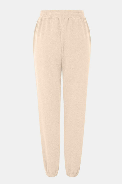 Elastic Waist Joggers with Pockets Pastel Yellow
