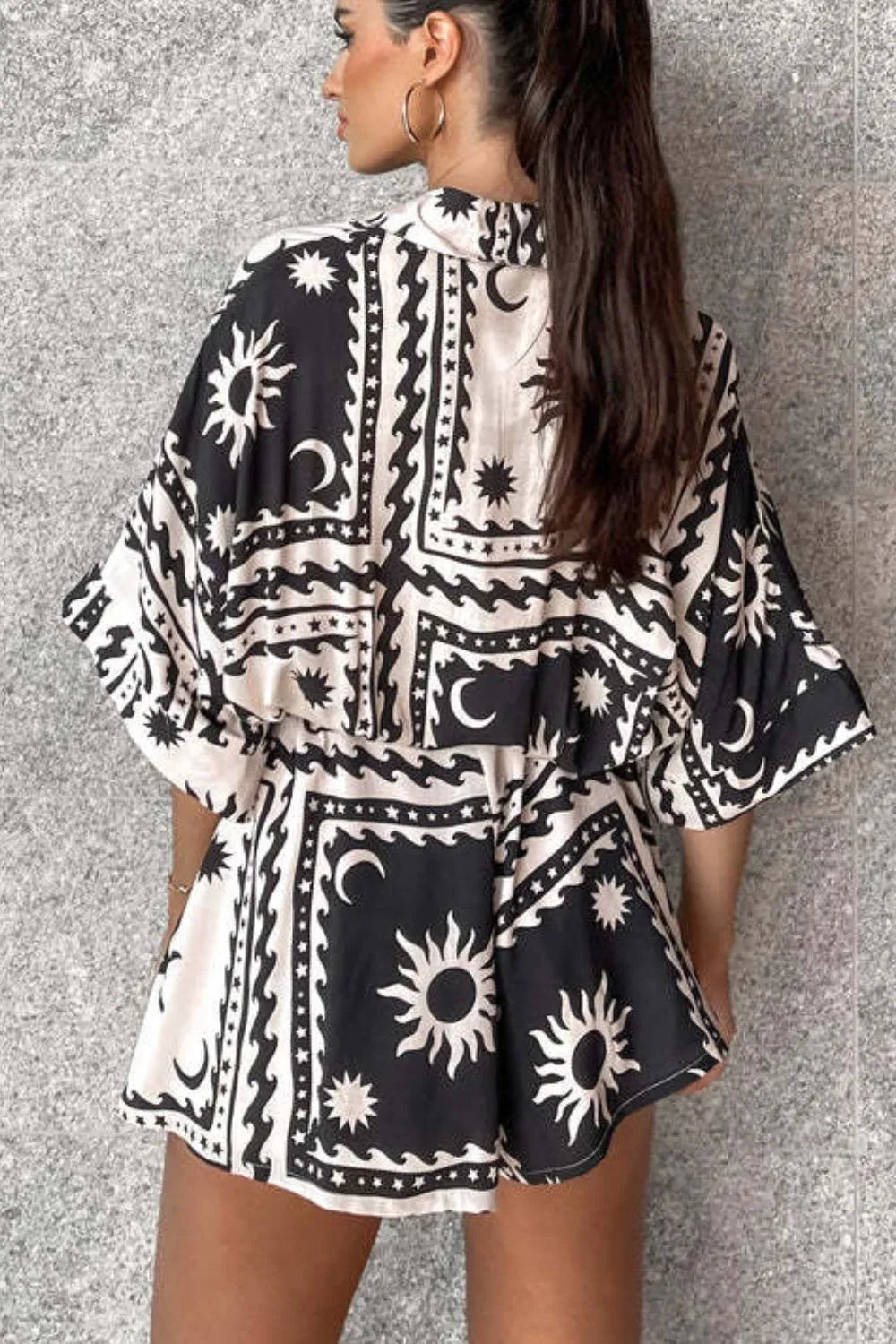 Printed Tie Waist Romper