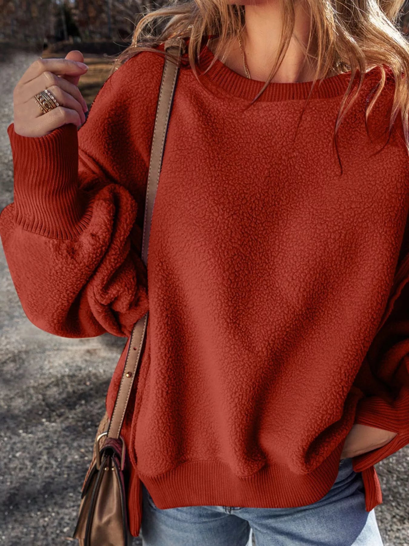 Round Neck Dropped Shoulder Sweatshirt