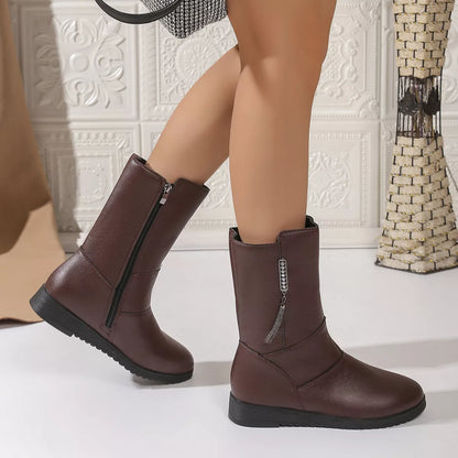 Round Toe Side Zip Boots