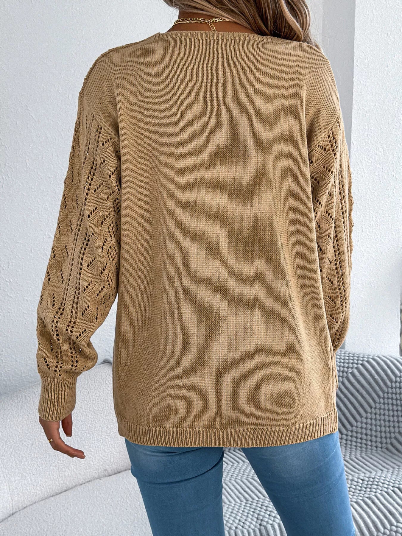 Openwork Open Front Cardigan