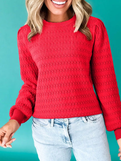 Ribbed Cuffs Crew Neck Sweater