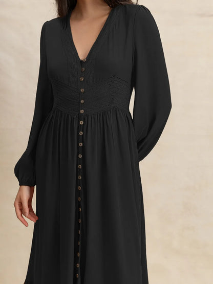 V-Neck Long Sleeve Dress