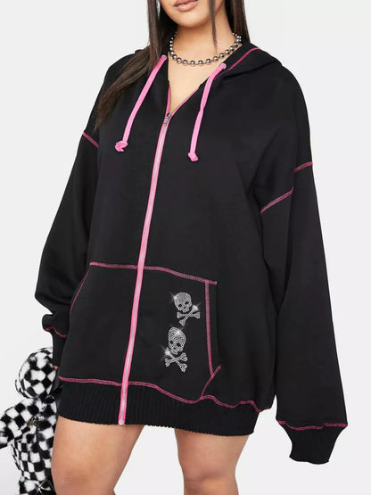 Halloween Zip-Up Drawstring Hoodie