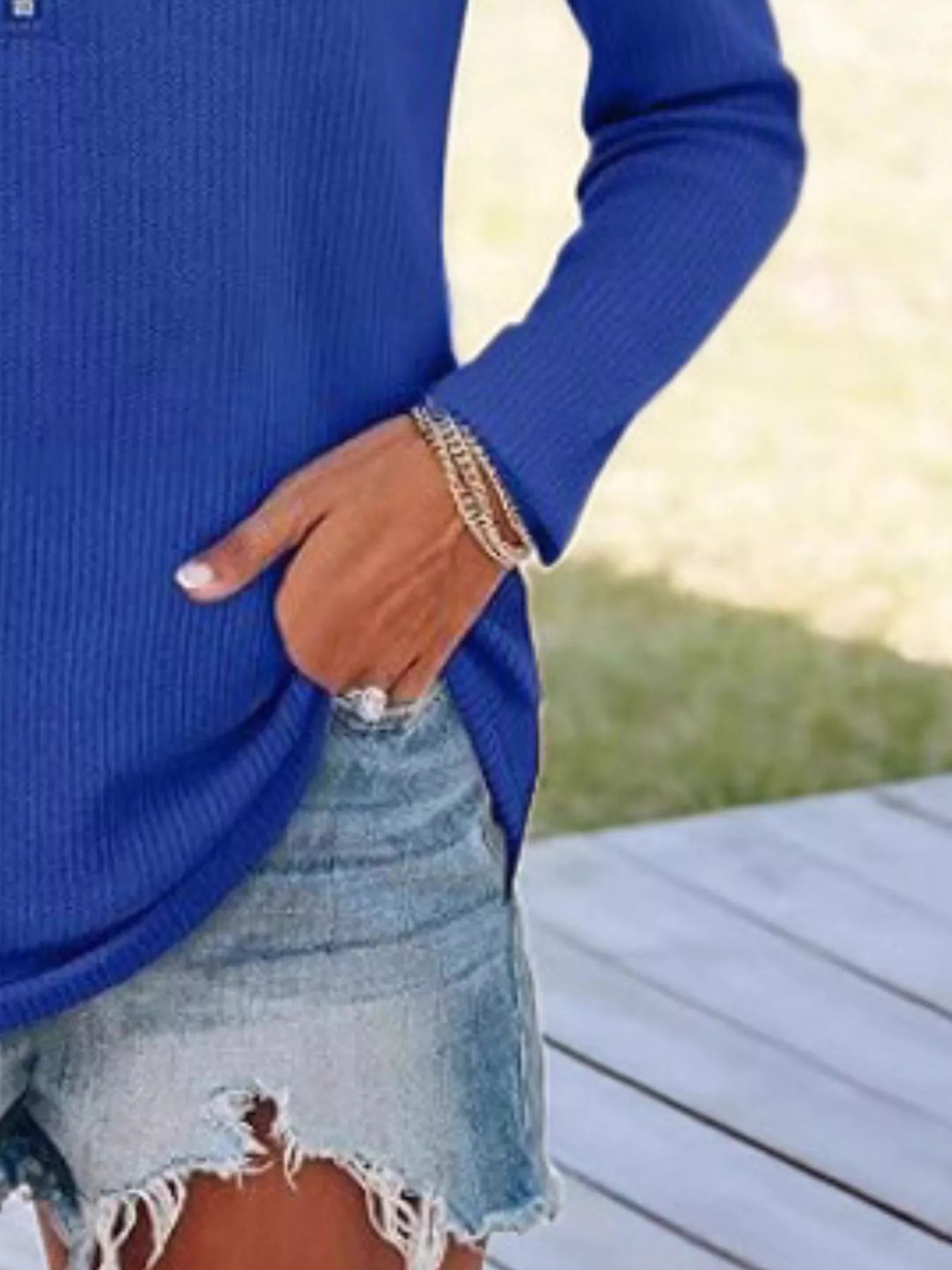 Half Zip Long Sleeve Knit Top