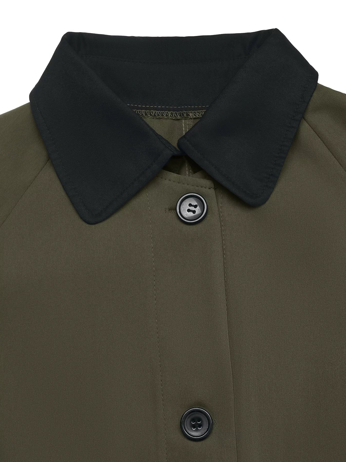 Contrast Collar Button Up Coat