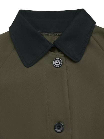 Contrast Collar Button Up Coat
