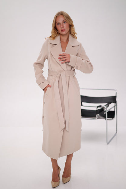 Camille Cashmere Blend Coat in Beige