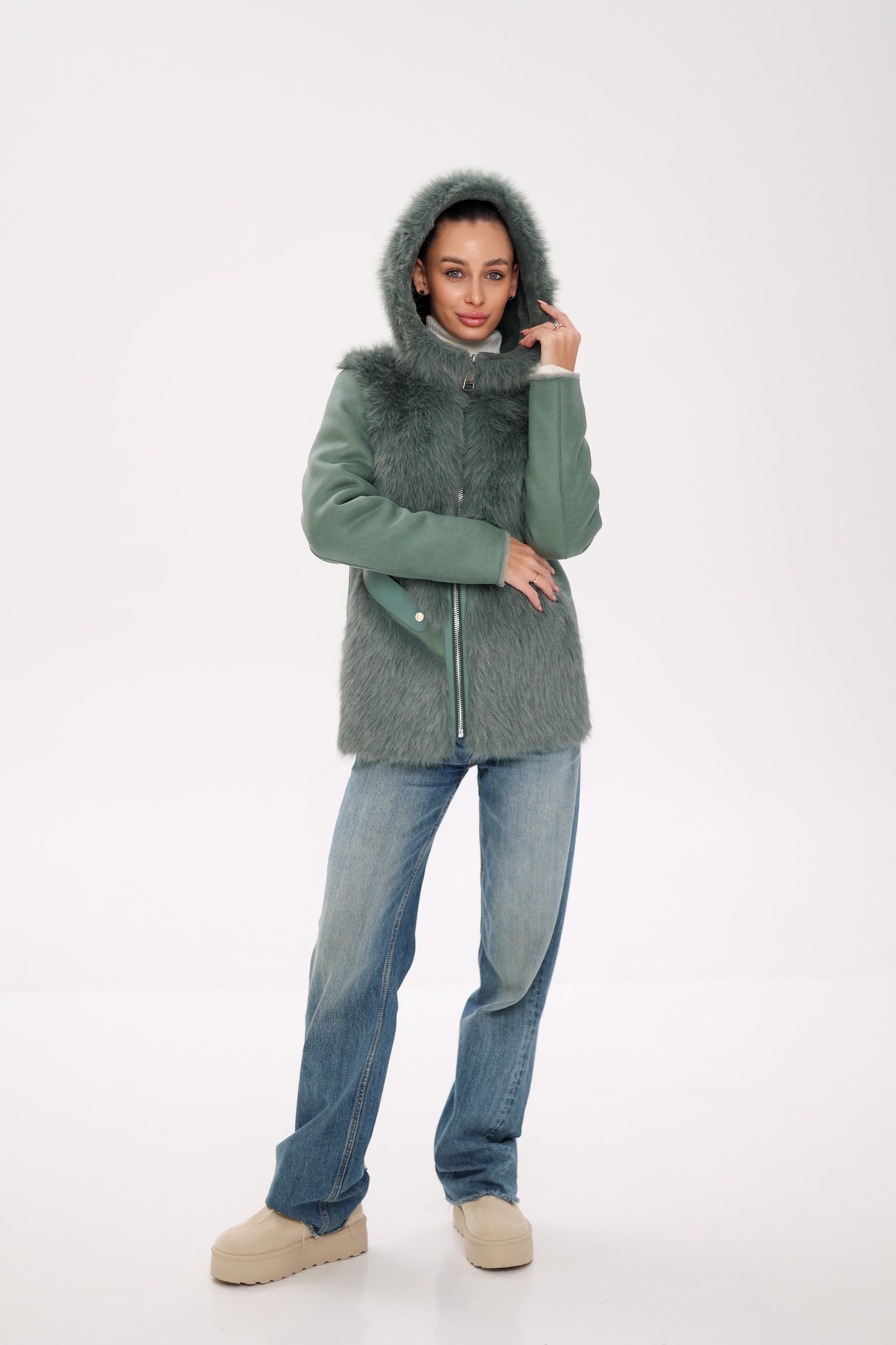 ⇆ Reversible Hooded Wool Blend Jacket