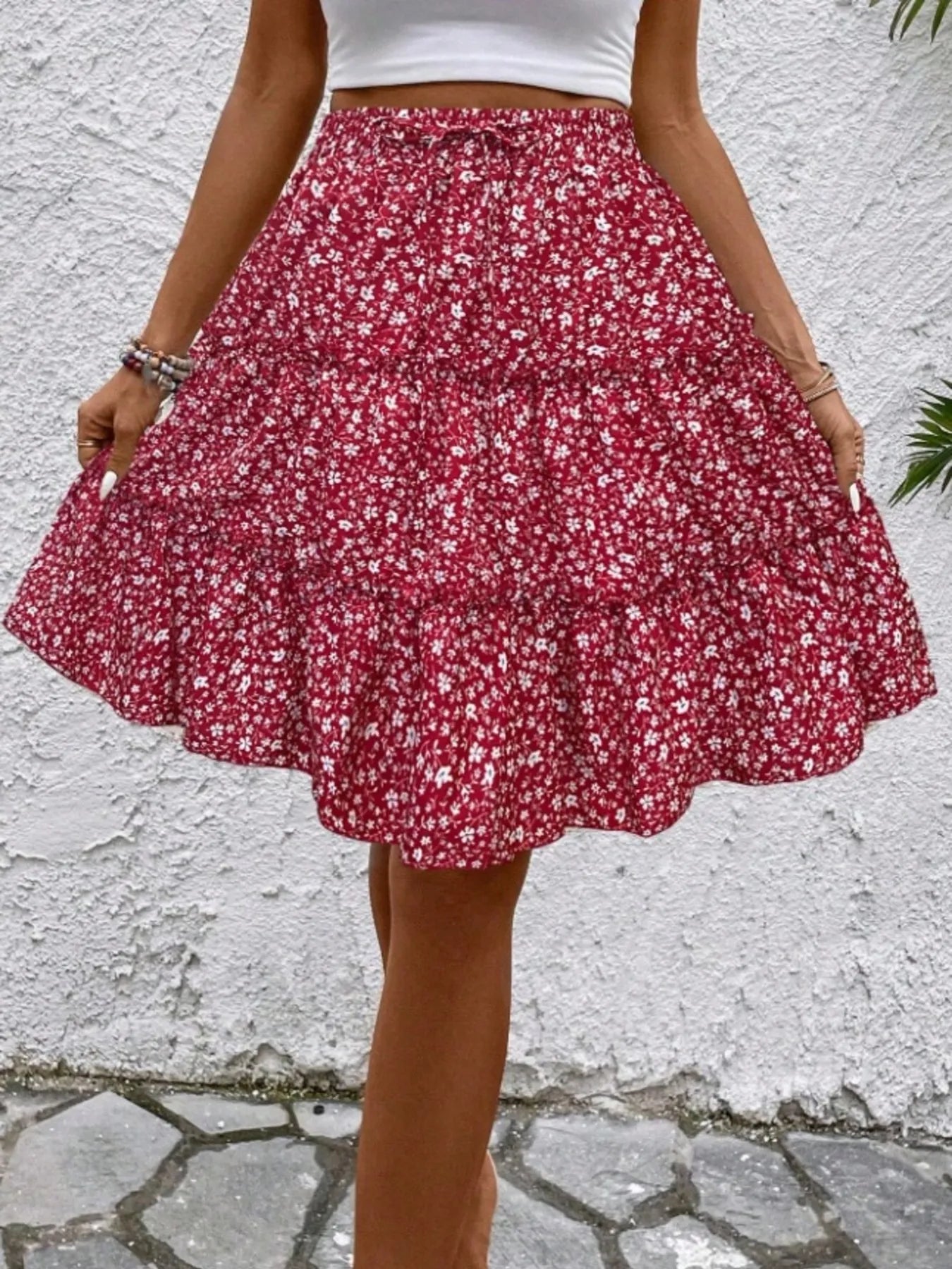 Floral Print Midi Skirt