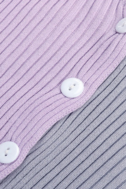 Women's Two-Tone Button-Up Cardigan