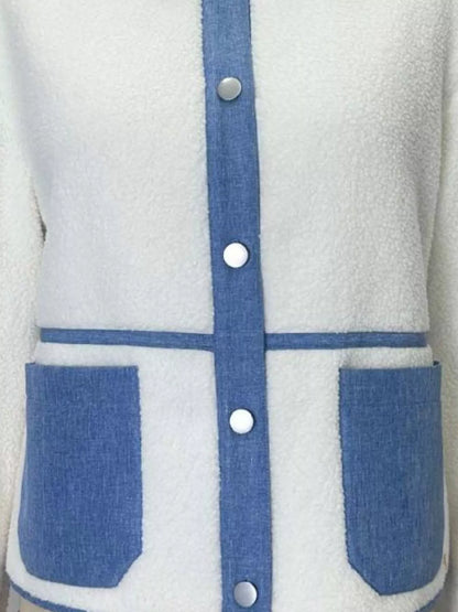 Contrast Trim Teddy Jacket