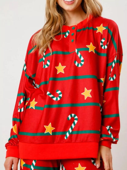 Christmas Long Sleeve Top and Pants Lounge Set Red