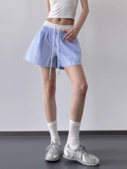 Striped Drawstring Waist Casual Shorts