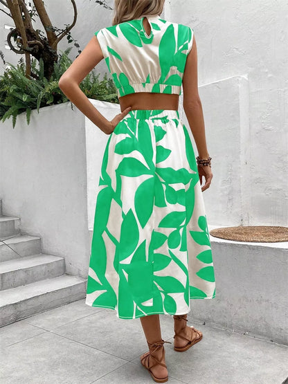 Cutout Printed Sleeveless Dress