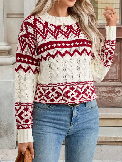 Christmas Cable Knit Long Sleeve Sweater
