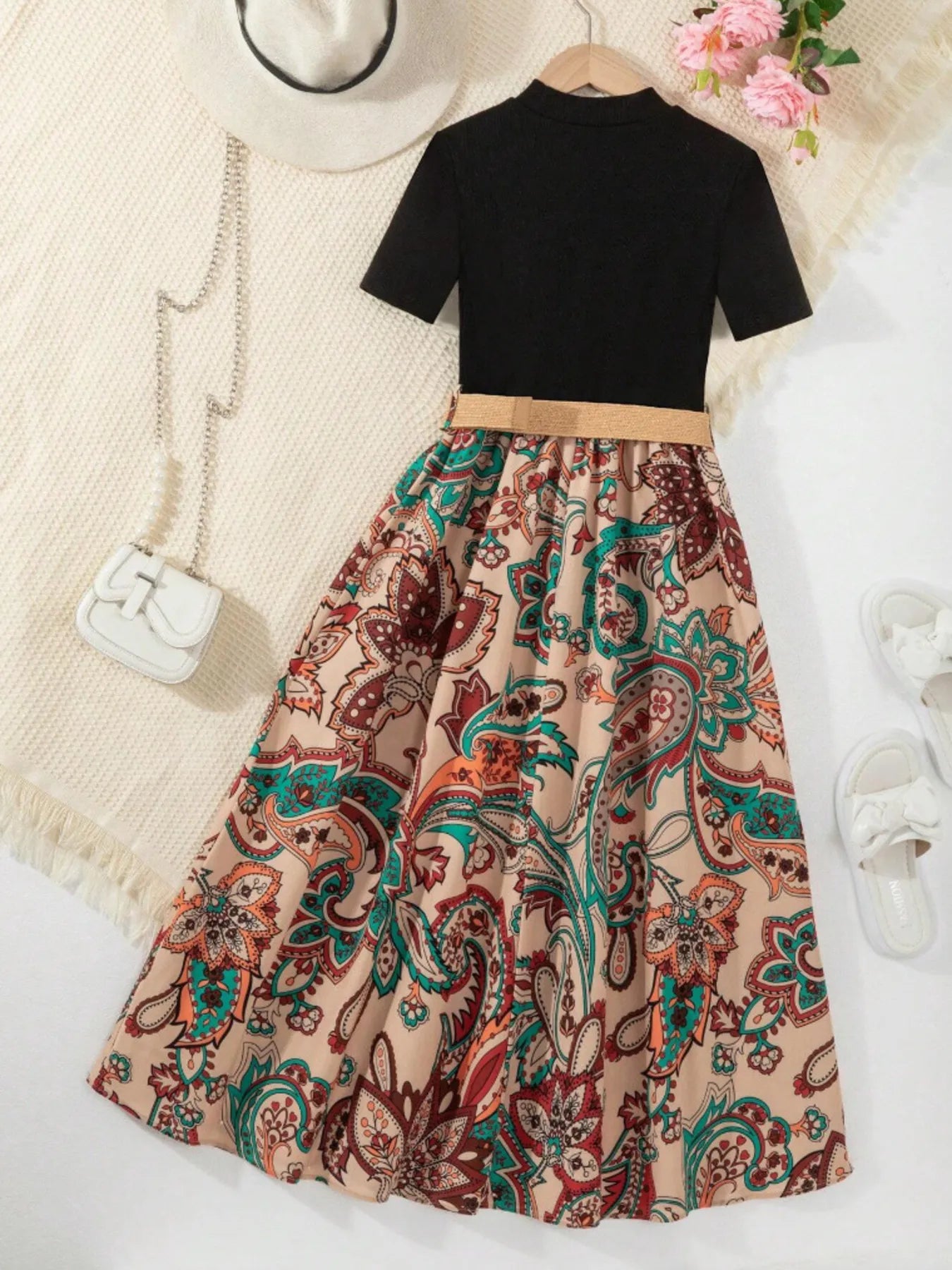 Children's Printed Short Sleeve Dress