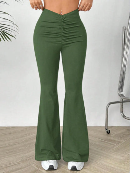 High Waisted Flare Pants Green