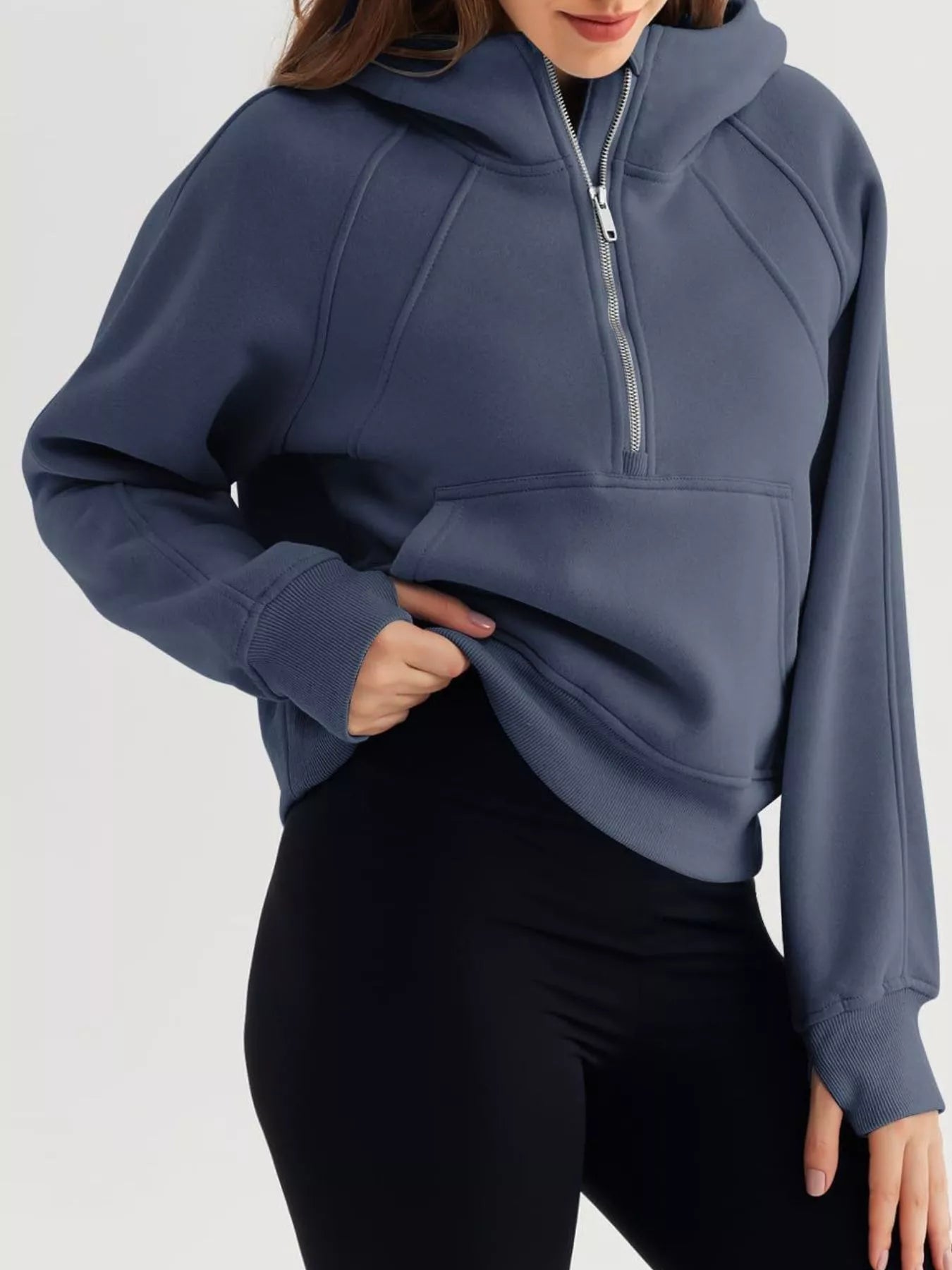 Half Zip Raglan Sleeve Hoodie