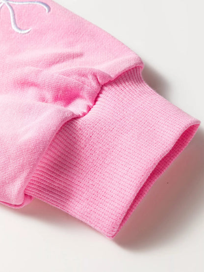 Bow Embroidered Sweatshirt and Shorts Set