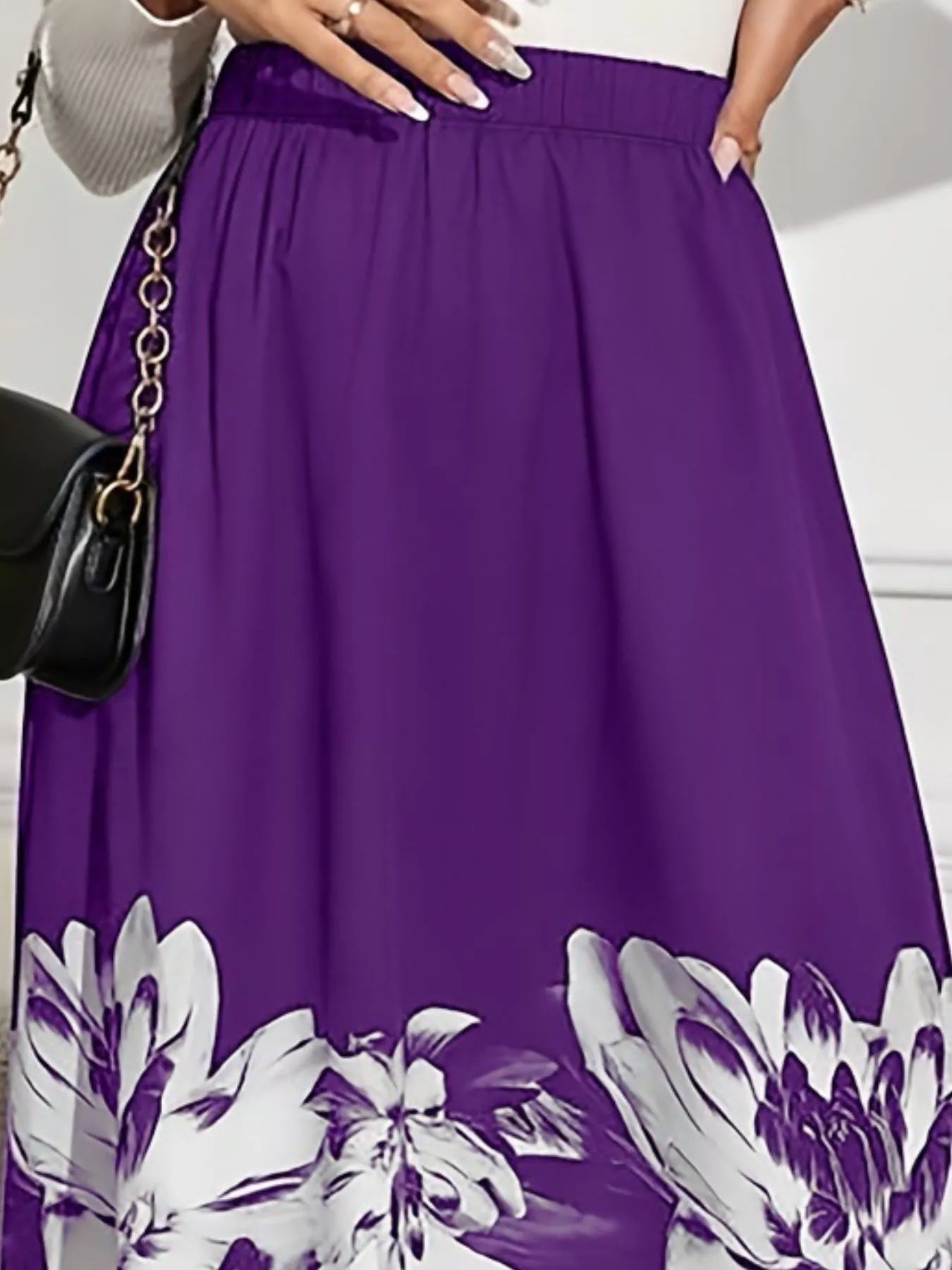 Floral Print A-Line Midi Skirt