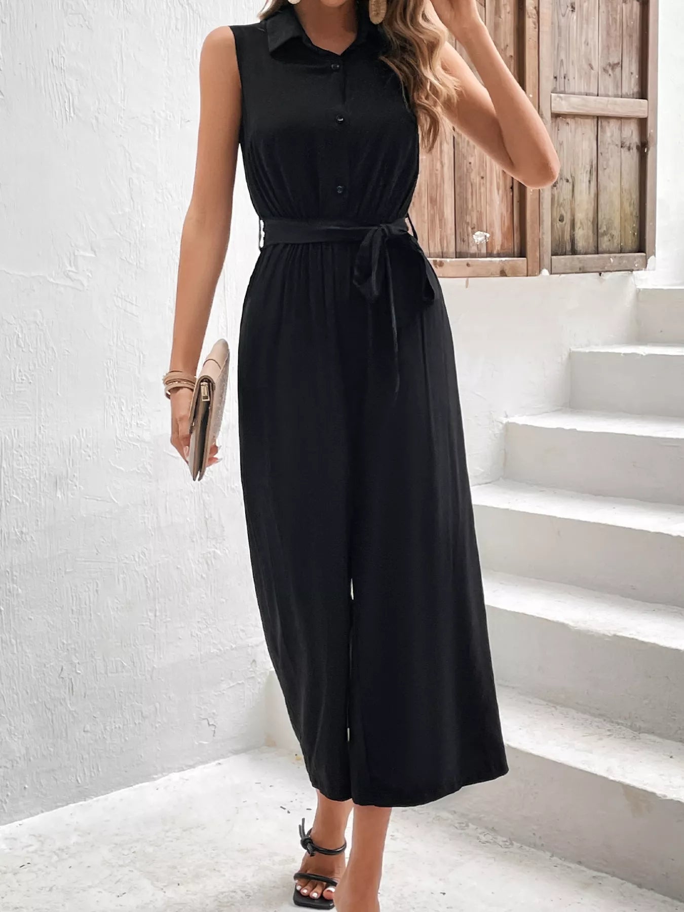 Sleeveless Wide Leg Jumpsuit