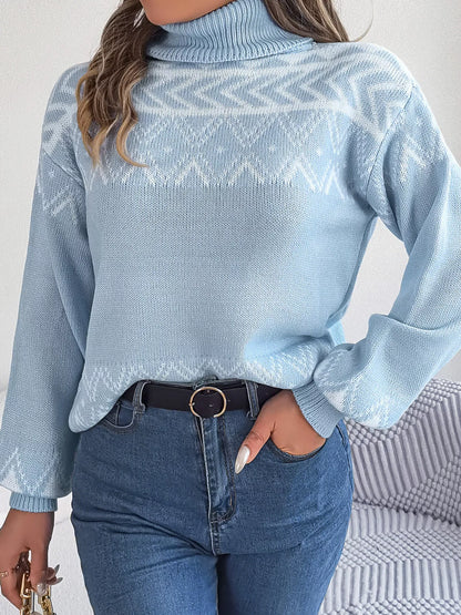 Turtleneck Dropped Shoulder Sweater