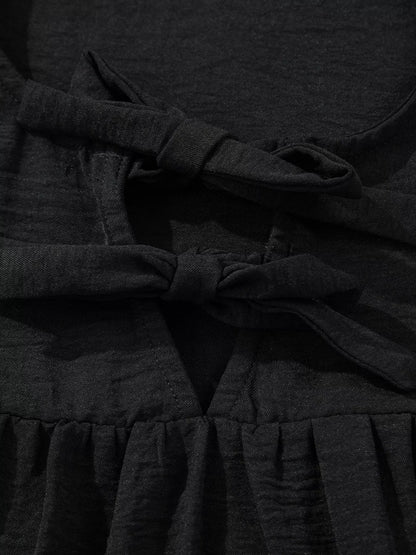 Bow Tie Neck 3/4 Sleeve Casual Blouse