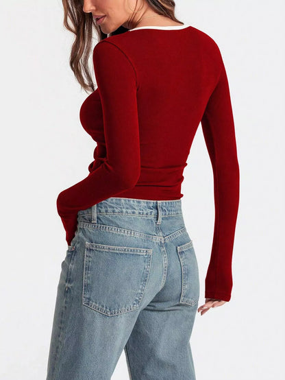 Scoop Neck Long Sleeve T-Shirt