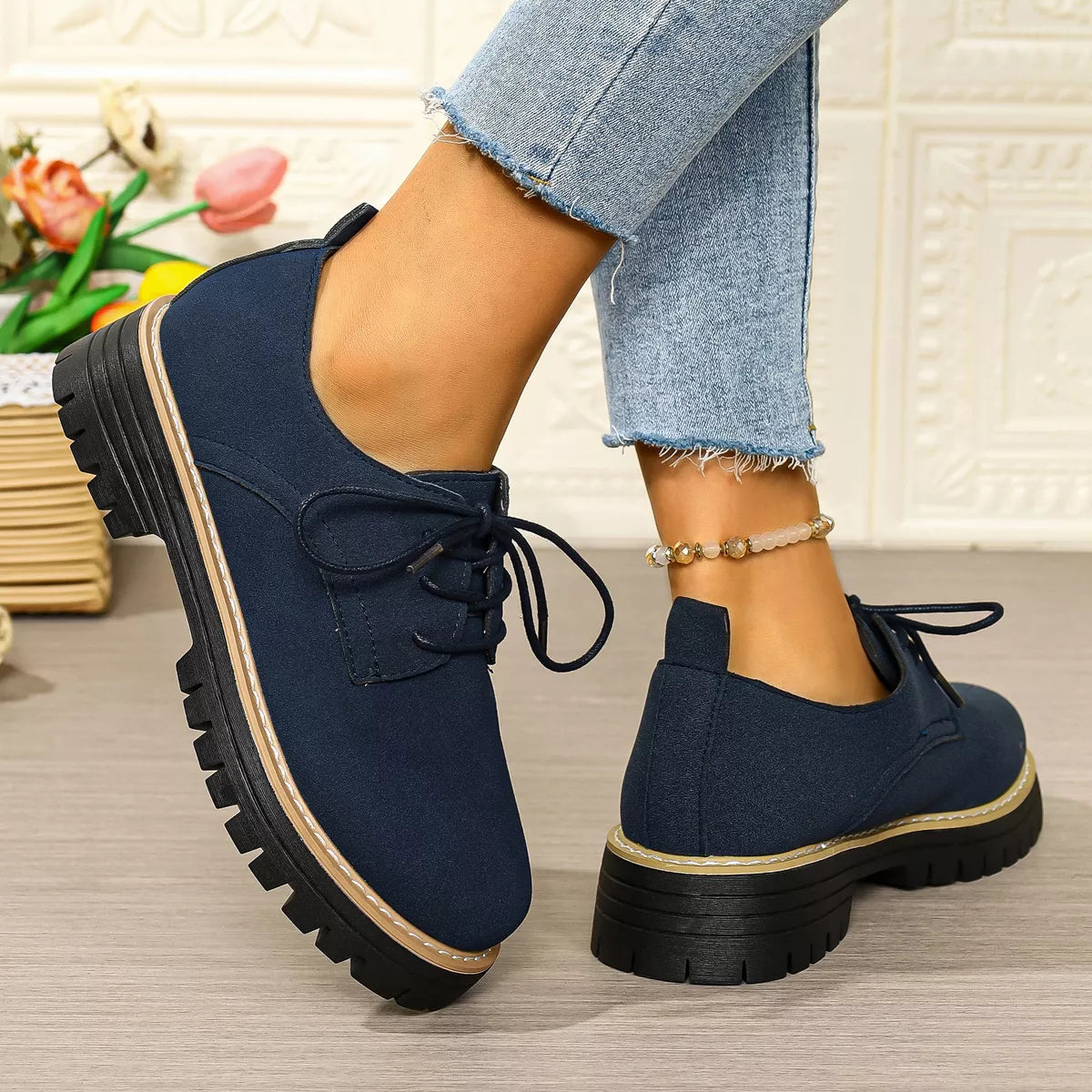Lace-Up Platform Loafers