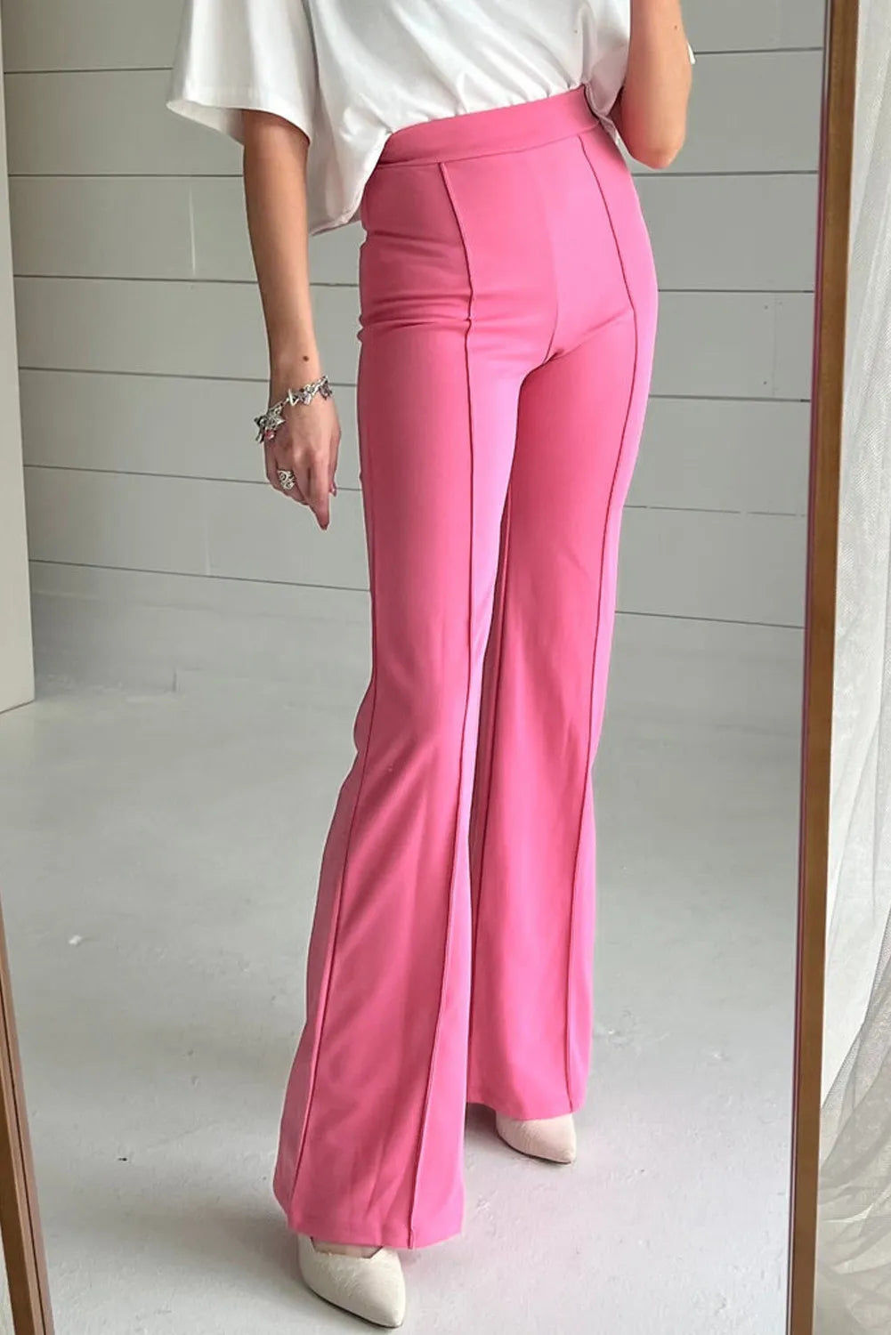 High Waist Straight Leg Pants Pink