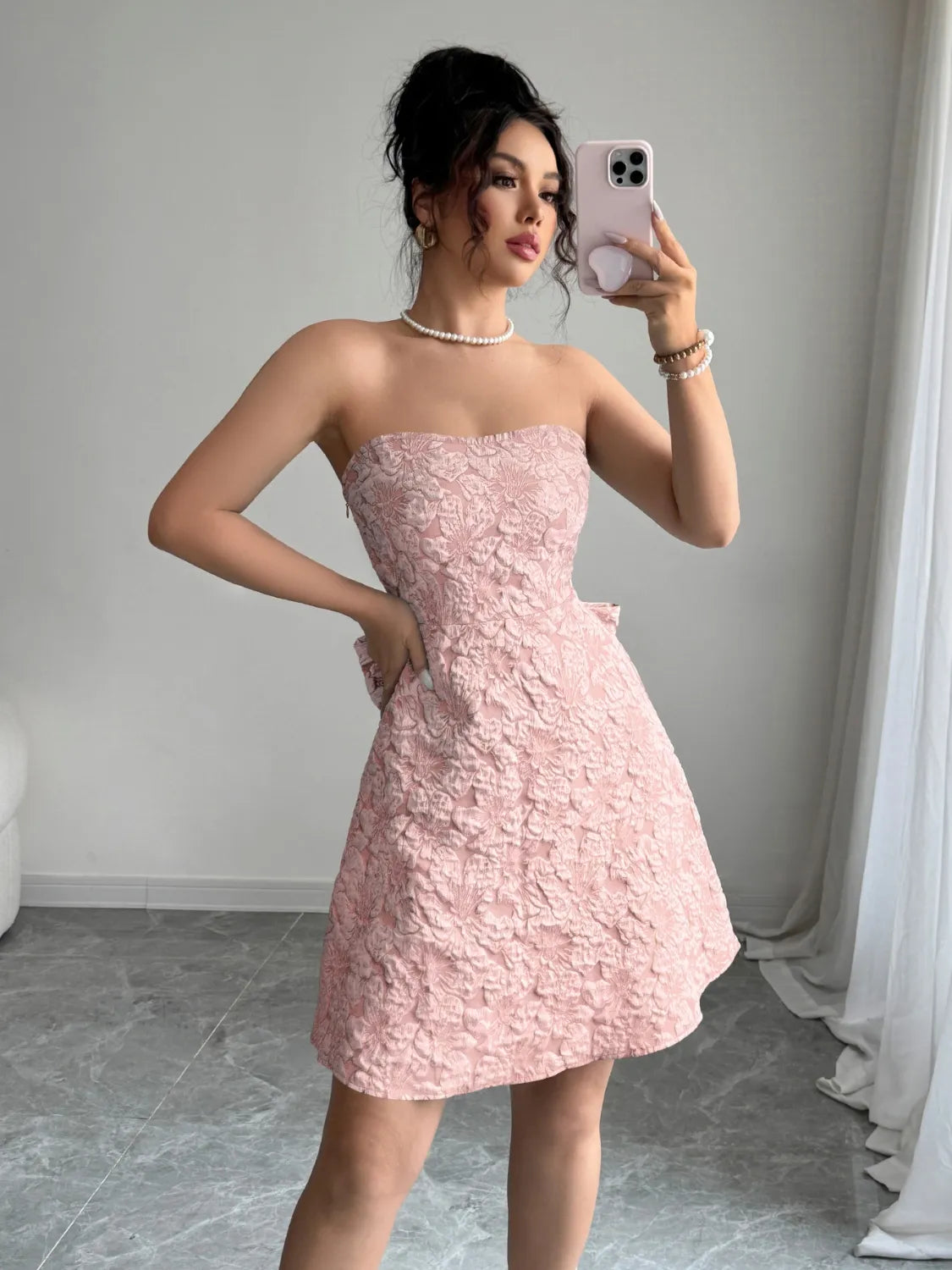 Bow Back Tube Mini Dress