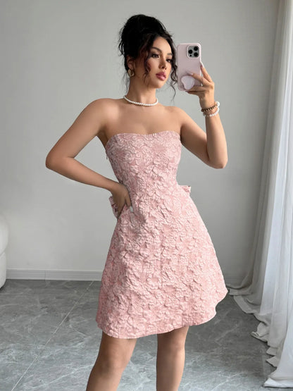 Bow Back Tube Mini Dress