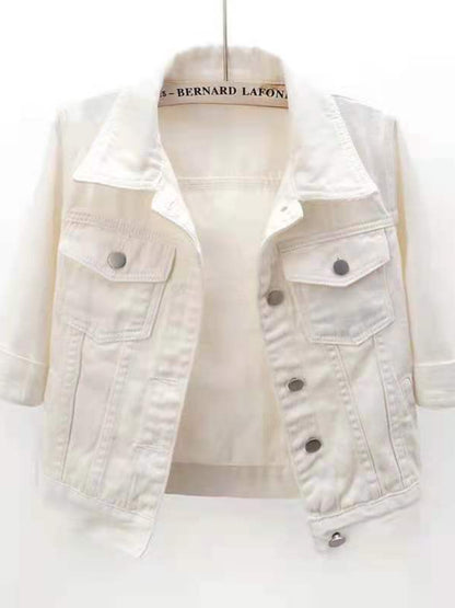 Full Size Cropped Denim Jacket Plus Size