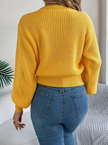 Cable Knit Diamond Pattern Long Sleeve Sweater