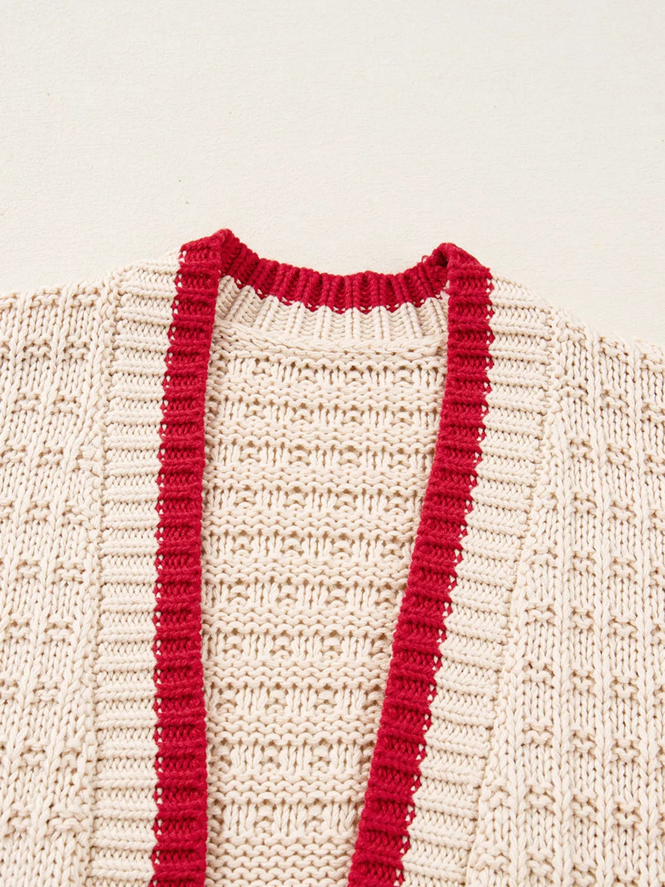 Bow Pattern Textured Open Front Baggy Cardigan