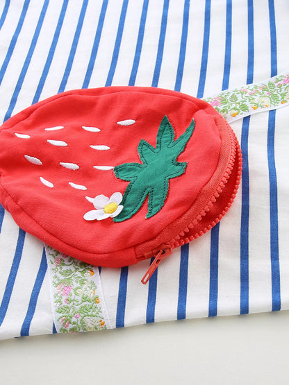 Children's Strawberry Striped Long Sleeve Dress