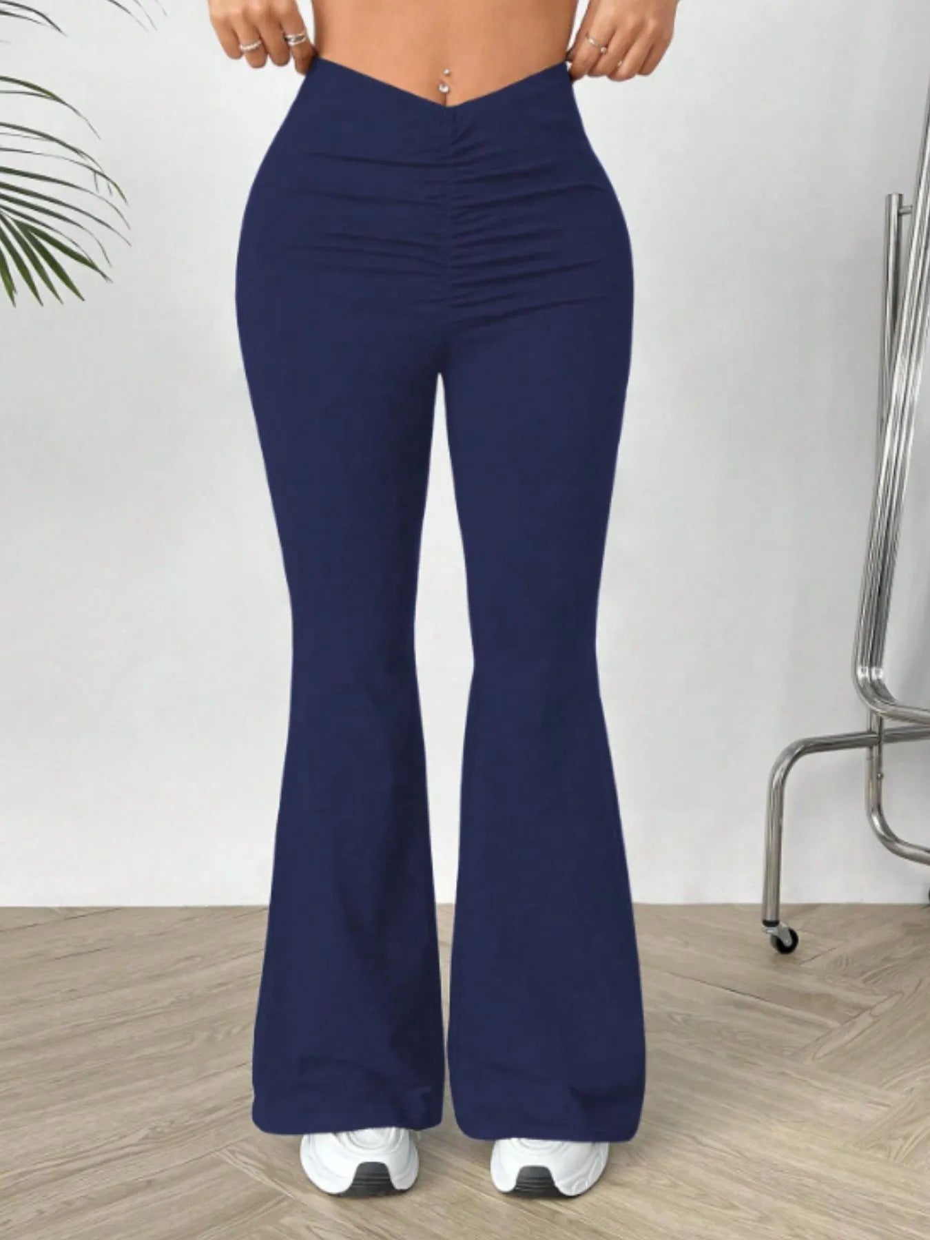 High Waisted Flare Pants Dark Blue