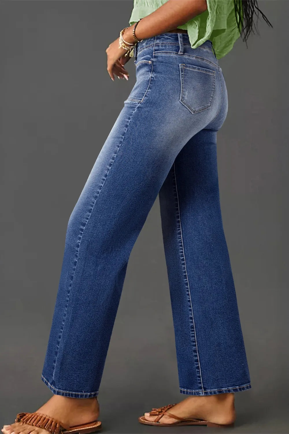 High-Waisted Wide-Leg Vintage Wash Jeans