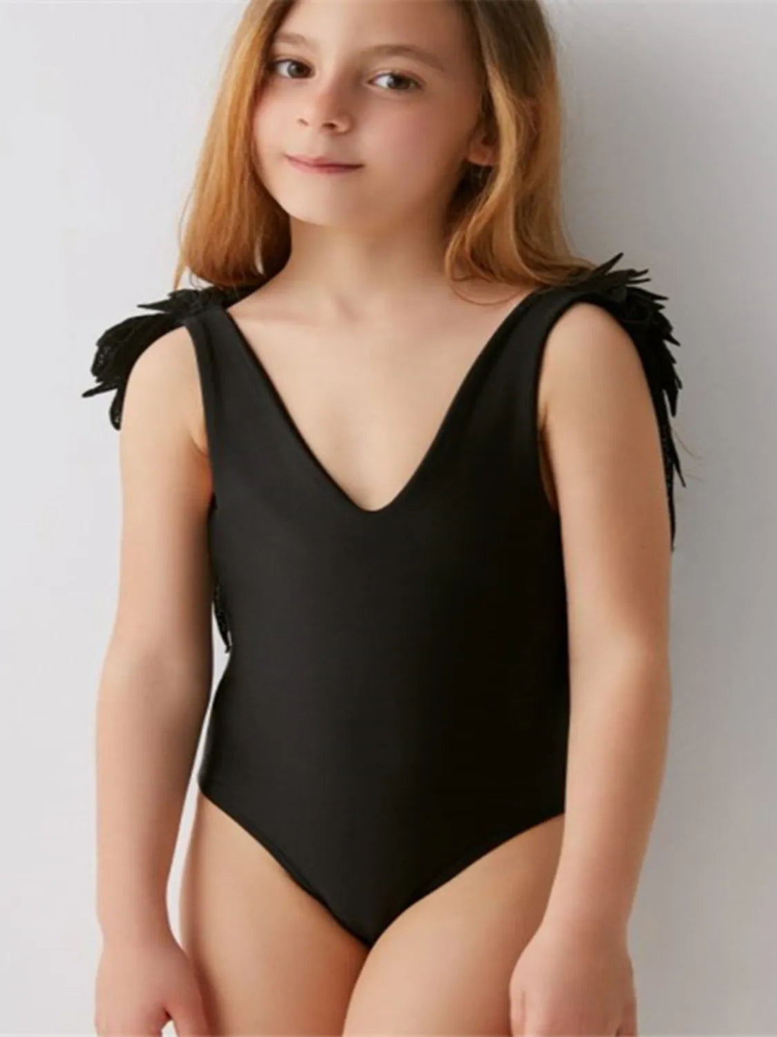 Backless Wide Strap Parent-Child Swimwear Kid-Black