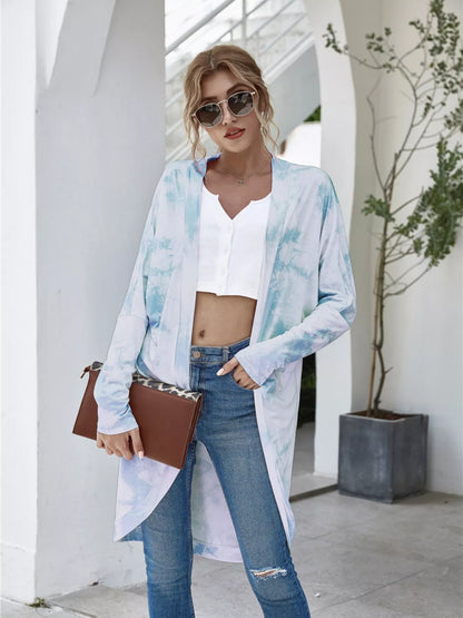 Tie-Dye Oversized Open Front Cardigan