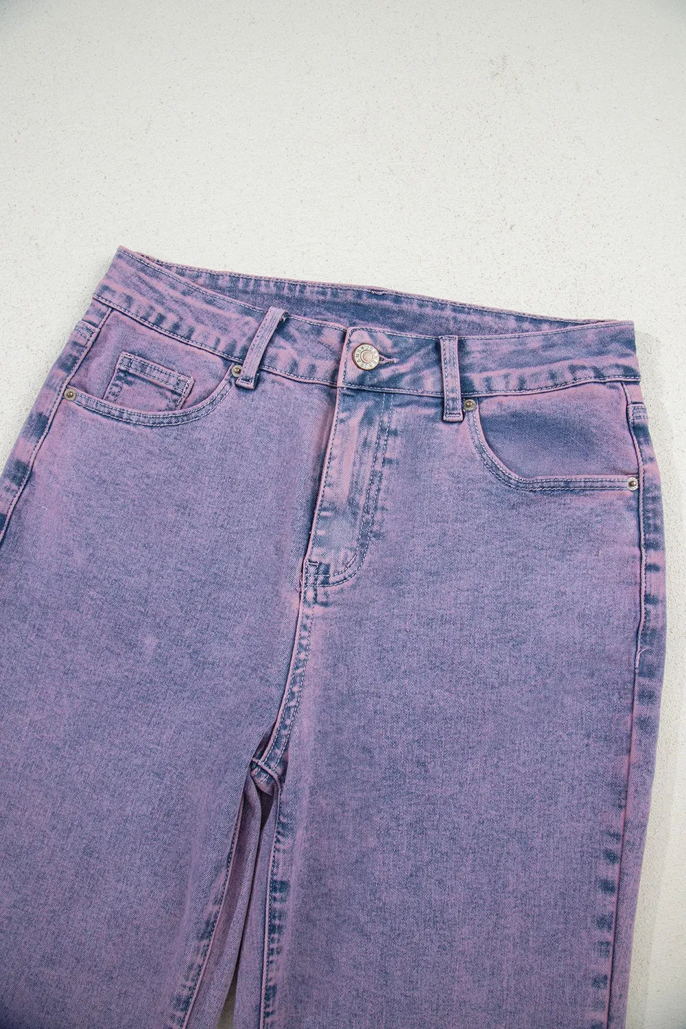 Washed Raw Hem Cropped Jeans
