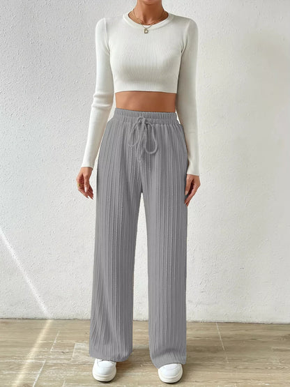 Drawstring Wide Leg Pants