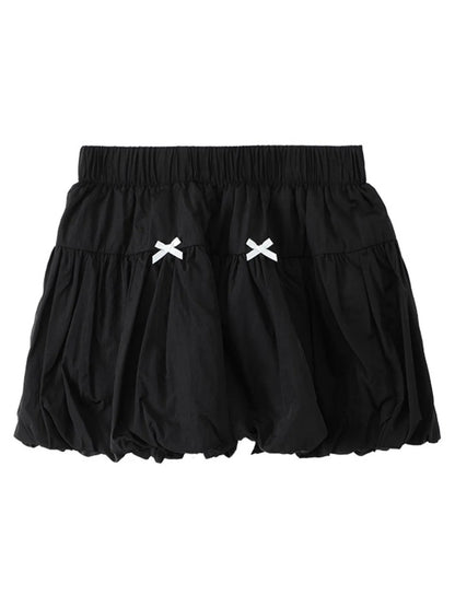 Bubble Hem Elastic Waist Mini Skirt