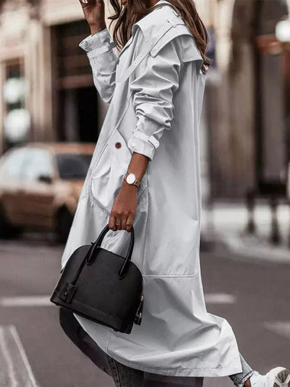 Button Up Hooded Longline Trench Coat